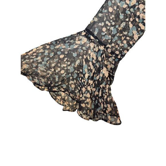 Paper Crown Floral Print Womens XS Black Multicolor Bell Sleeve Dress - Picture 4 of 9